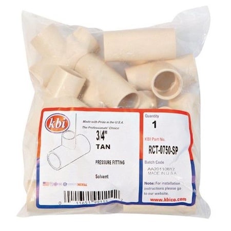 Kbi Kbi RCT-0750-SP CPVC Tee  0.75 in. Slip - Bag of 10 4486775